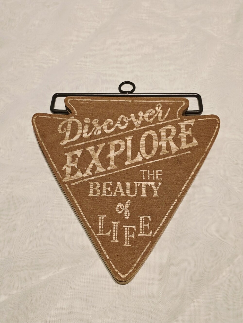 Wooden Arrowhead Explore Wall Decor Sign Brown White Southwest Travel